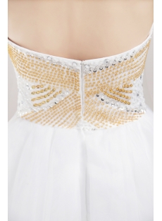 White with Gold Beads Sweet 16 Cocktail Dresses
