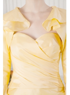 Yellow Taffeta Short Winter Formal Dresses with Jacket