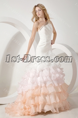 2014 Modern Colorful Mermaid Bridal Gown with One Shoulder