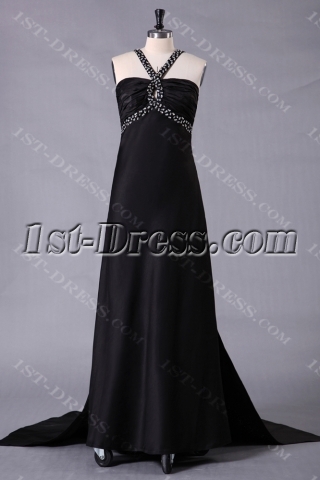 Black Sexy Plus Size Prom Dress with Open Back