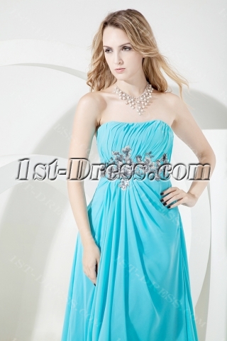 Blue Long Evening Dress for Full Figure