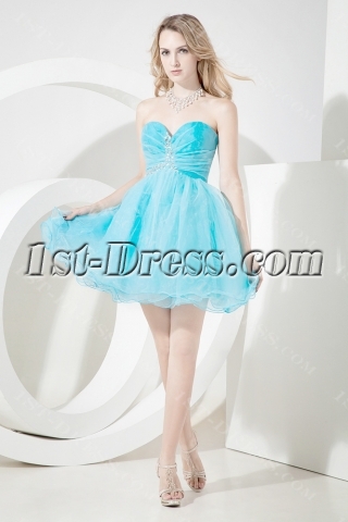 Cute Short Sweet 16 Dresses Aqua Blue