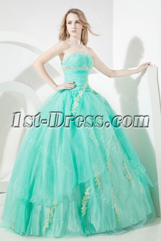 Green Glamorous Puffy Quinceanera Dress 2012