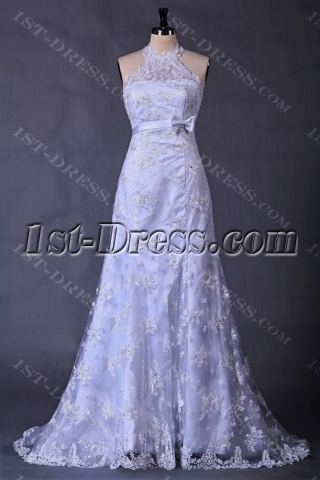 Halter Lace Bridal Gowns with High Neckline