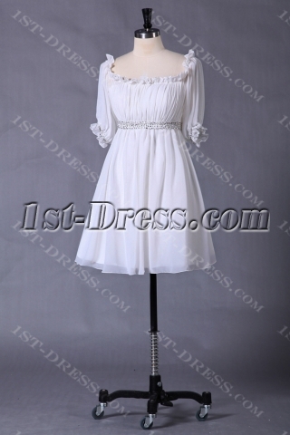 Ivory Chiffon Baby Doll Homecoming Dress with Short Sleeves
