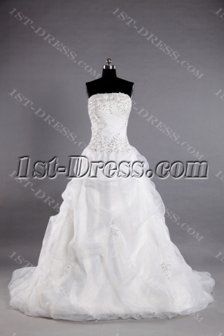 Ivory Organza Western Bridal Gown with Strapless