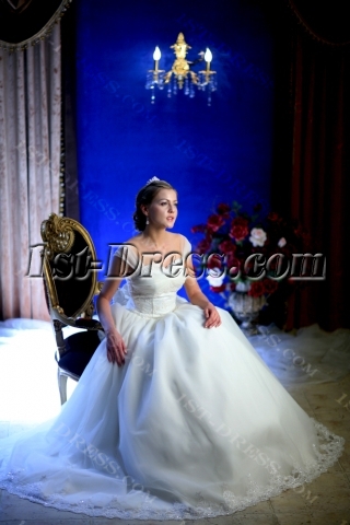 Ivory Straps Princess Ball Gown Wedding Dress