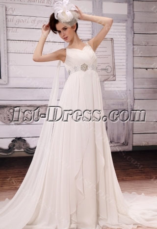 Junoesque V-neck Floor-Length Chiffon Maternity Bridal Dress