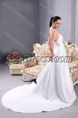 Lace Halter Bridal Gown with A-line