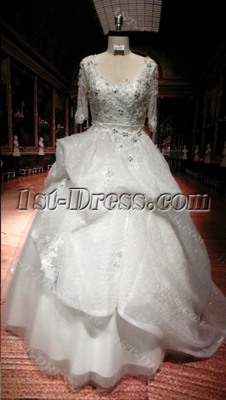 Lace Luxury Plus Size Wedding Dresses with Sleeves