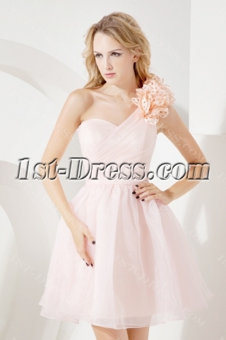 Lovely Pink Short One Shoulder Cocktail Dress