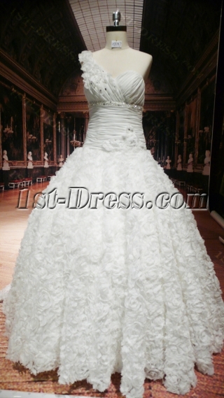 Luxury One Shoulder Ball-Gown Wedding Dress With Ruffle
