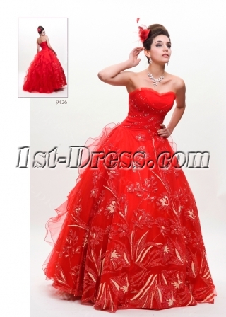Red Princess Plus Size Quinceanera Dress