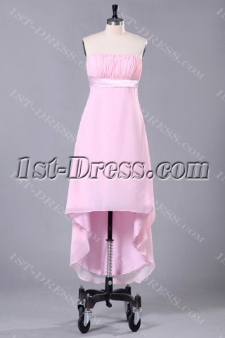 Romantic Pink Graduation Dress with High-low Hem