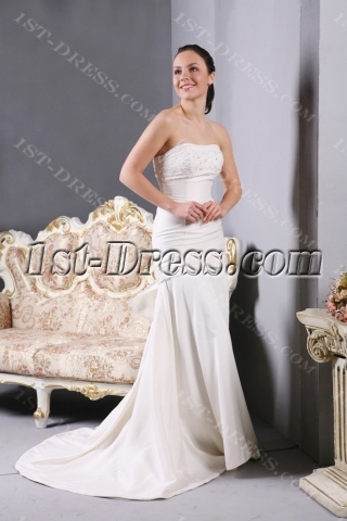 Simple Sheath Inexpensive Wedding Dresses with Train