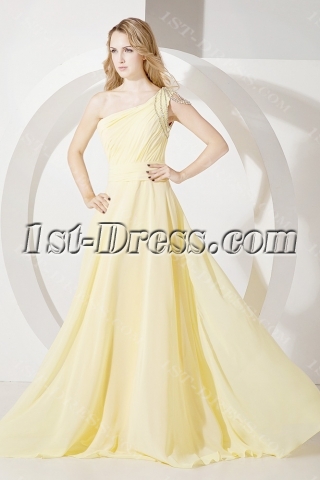 Yellow One Shoulder Plus Size Party Dress