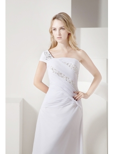 2012 Unique Ivory Long Evening Gown with One Sleeve