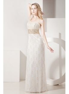 2013 Gold Lace Evening Dress with One Shoulder
