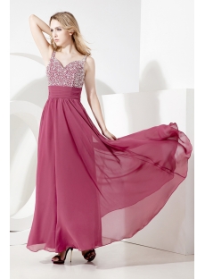 Bead Chiffon Ankle Length Plus Size Prom Gown