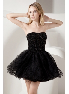 Beaded Black Short Sweet 16 Gown