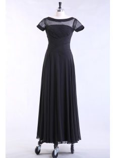Black Modest Formal Evening Dress with Short Sleeves