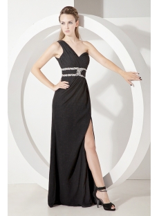 Black One Shoulder Sexy Formal Evening Gown