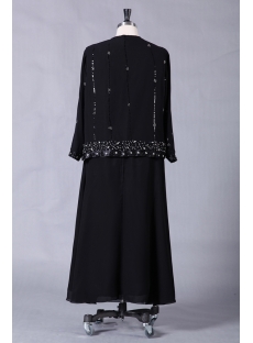 Black Plus Size Long Mother of Bride Gown with Long Sleeves