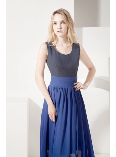 Black and Navy Mother of Bride Dress with High-low Hem