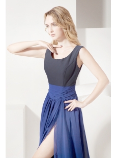 Black and Navy Mother of Bride Dress with High-low Hem