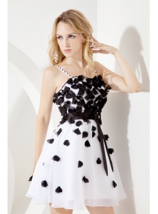 Black and White Sweet Sixteen Gown with Spaghetti Straps