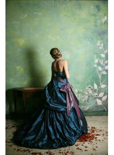 Blue 2013 Gothic Wedding Dresses with Sash