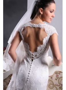Cap Sleeves Lace Wedding Dress with Open Back