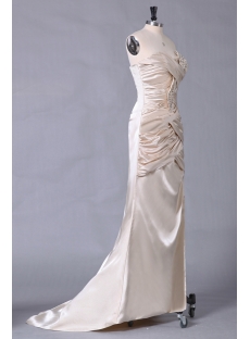Champagne Formal Evening Dress with Slit