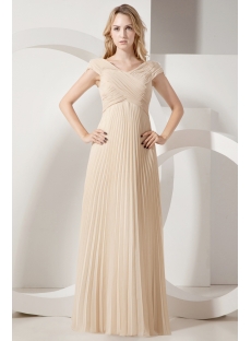 Champagne Pleats Long Mother of Groom Dress for Full Figure