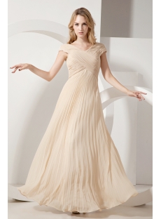 Champagne Pleats Long Mother of Groom Dress for Full Figure