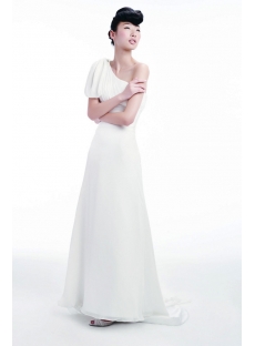 Elegant One Shoulder Long Beach Bridal Gown