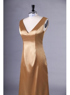 Gold Simple Long Mother of Bride Dress