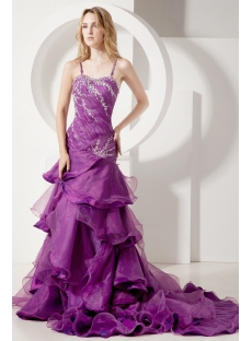 Grape Pretty Mermaid Prom Gown with Backless