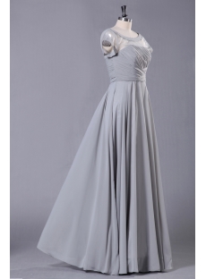 Gray Modest Long Mother of Groom Dress with Sleeves