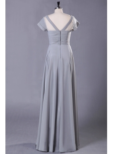 Gray Modest Long Mother of Groom Dress with Sleeves