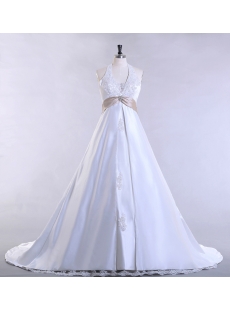 Halter Traditional Plus Size Bridal Gown with A-line