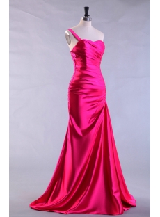 Hot Pink Elegant Sheath 2013 Prom Dress with One Shoulder