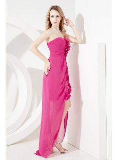 Hot Pink Sexy High-low Prom Dress