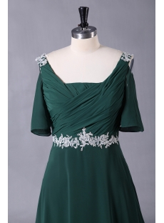Hunter Green Chiffon Formal Plus Size Evening Dress with Sleeves