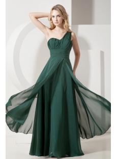 Hunter Green One Shoulder Plus Size Evening Gown