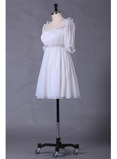 Ivory Chiffon Baby Doll Homecoming Dress with Short Sleeves