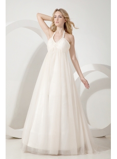 Ivory Halter Simple Maternity Bridal Gown