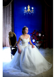 Ivory Straps Princess Ball Gown Wedding Dress