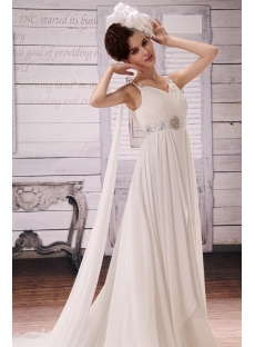 Junoesque V-neck Floor-Length Chiffon Maternity Bridal Dress
