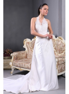 Lace Halter Bridal Gown with A-line